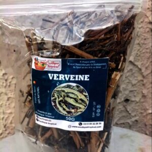 Paquet de feuilles de verveine (Aloysia citrodora) naturelles, parfaites pour infusion, décoction, bain et usage culinaire.